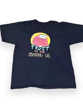Among Us Trust No One Graphic Short Sleeve Tee in Black